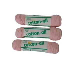 Vintage Cotton-All 100% Cotton Yarn 2 oz skeins Baby Pink Lot of 3 NEW
